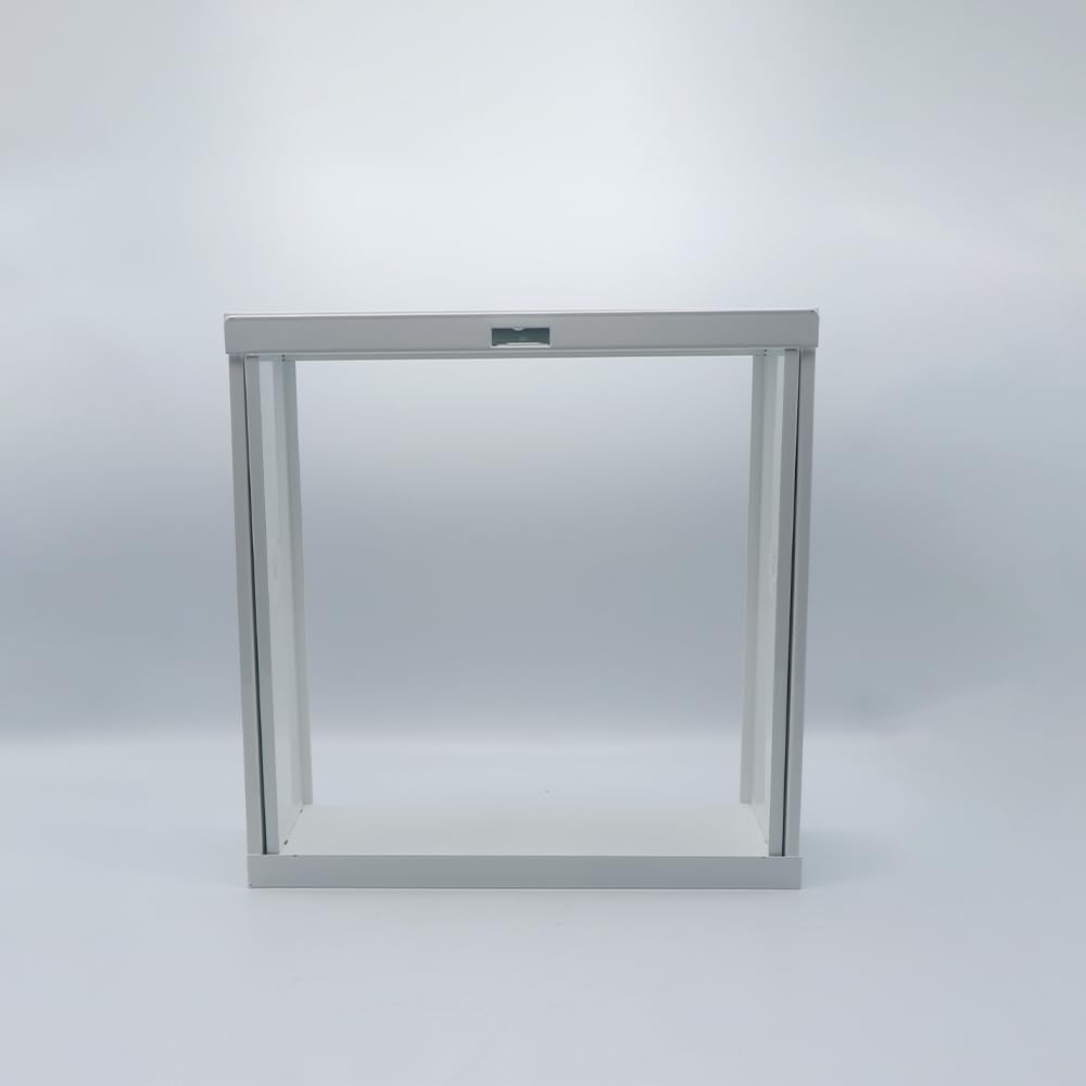 Hoja de ventilación de chapa de acero blanco (328x336x108 mm) para 1 bloque de vidrio (30x30x10 cm) - con mecanismo de tracción
