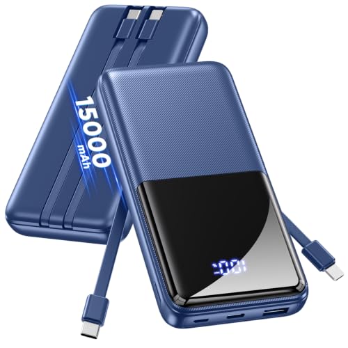 Image of CFIAI Portable Charger 15000mAh Slim Power Bank with Built in Cables