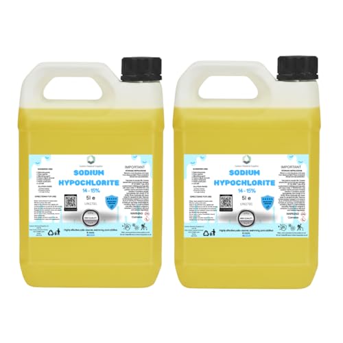 Sodium Hypochlorite Sodium Hypochlorite 10L (2X5L) - High Strength (14-15%) Brick Driveway & Patio Cleaner - | Bleaching Agent | Odour Removal | Black Spot Removal & More