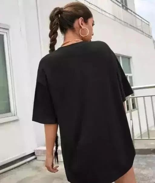 Image of Women's Oversized Lavender T-Shirt - Fashionable Cotton Sinker Biowash. This Stylish Oversized tee is Crafted from Soft,