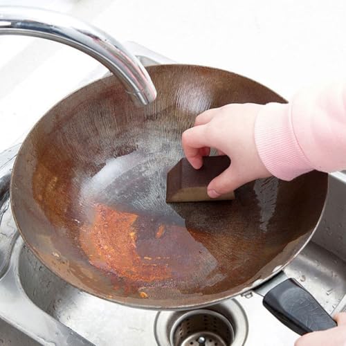 Image of GARVALON Heavy Duty Sponge: 10pcs Emery Sponge Brush Eraser Scrub Pot Cleaning Pads Rust Sand Scrubbers Household Cleaning Tools for Removing Rust Kitchen Supplies
