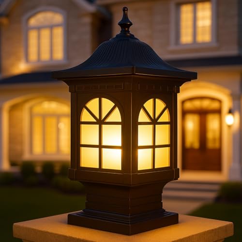 Image of GIGAWATTS 1266 Outdoor Gate Light - 101% Rust & Waterproof Die-Casting Aluminium Exterior Pillar Lamp Base Mount for Garden, Boundary Walls & Home Entrances (B22 Holder, Bulb Not Included, Black)