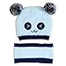 Kinder Baby Kinder Schal Hüte Handschuh Baby Mütze Doppel Plüsch Ball Panda Herbst Winter Kuppel Kappe Schal für Outdoor, blau, Einheitsgröße