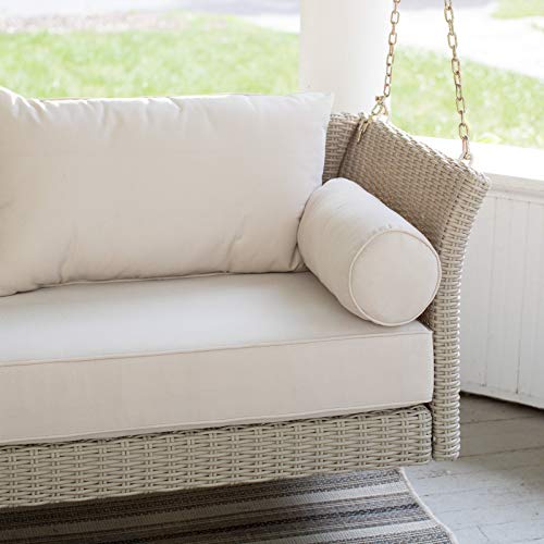 Image of Carry Bird Living Bellevue Two Seater Deep Seating All Weather Resin Wicker Porch Swing Bed with Cushion (1Pc- Beige Wicker Cream Cushion)