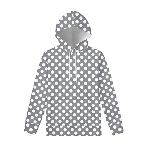 Sweat à capuche gris à pois pour homme en taille M au style décontracté
