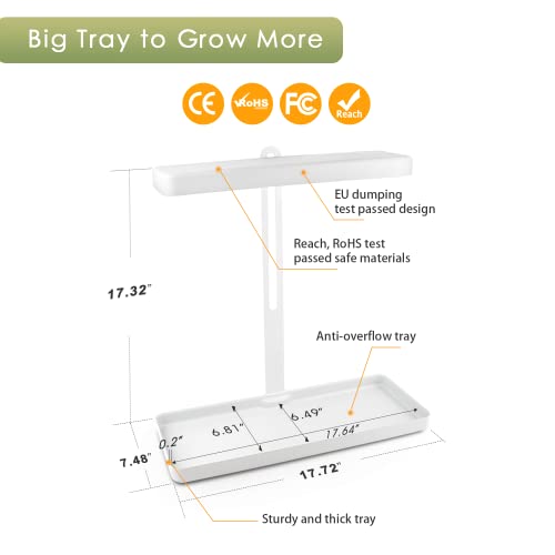 Growled Indoor Garden Grow Light Kits, Window Box Kitchen Garden Planters, Herb Garden, 8/12/16H Timer, 5-Level Brightness, Height Adjustable, 20W Plant Growing Lamp, Various Plants, White #TOP5