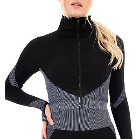M17 Women’s Long Sleeve Gym Outfit Sportswear, Women Sports Zipper Elastic Stripe Jacket with Thumb Hole, Perfect Outfit for Workout. (XL) Cover