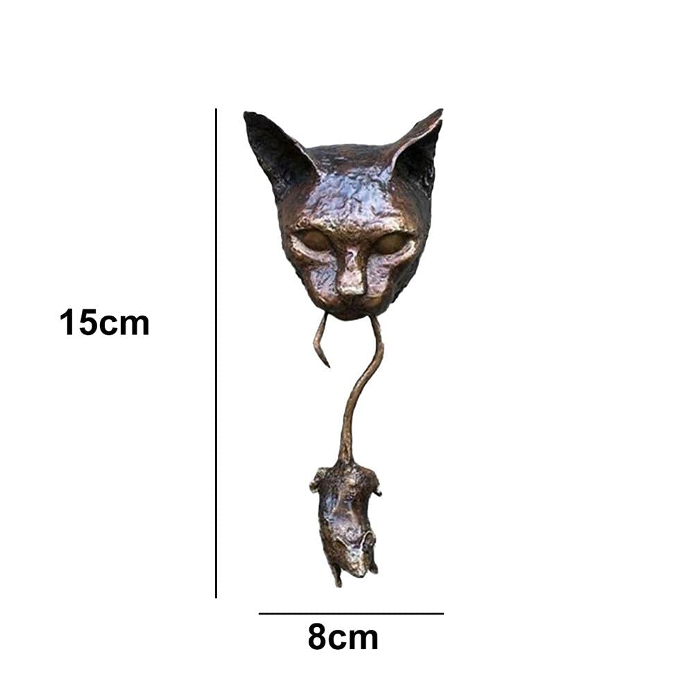 HUSHUI Heurtoir de Porte, Sculpture de heurtoir de Porte de Chat Chat Attraper Souris Sculpture Murale Pendentif en résine pour Salon de Cour