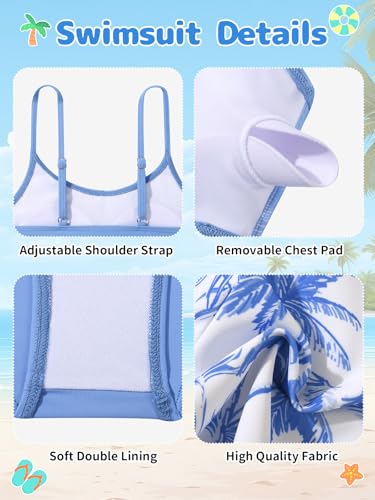 Image of Girl's 3 Piece Bikini Set Cross Strap Swimsuits for Girls Bathing Suit with Shorts Teen Swimwear Swimming Suit