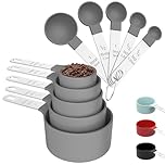 10PCS Measuring Cups and Spoons Set – Stackable, Engraved Measurements – Kitchen Cooking Tools for Dry & Liquid Ingredients – Baking Measuring Spoon Set – Dishwasher Safe