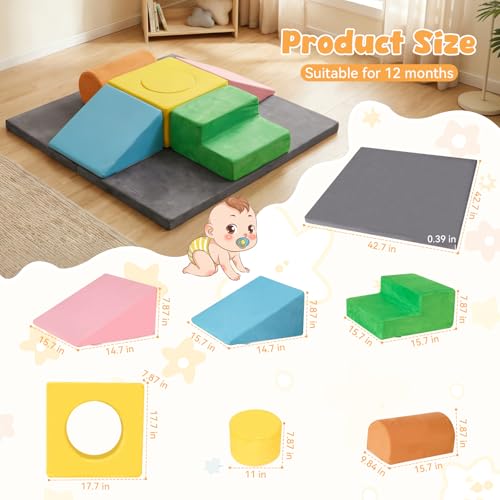 Image of STAOLENE Foam Climbing Blocks for Toddlers 1-3, Soft Play Climbing Toys Climb and Crawl Climbing Toys Soft Foam Play Set (Multicolor)