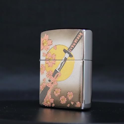 Zippo Lighter Silver Electroforming Board Sword Japanese Pattern Single Sided, 5,5 x 3,5 x 1,15 cm; 80 Gramm - Image 3