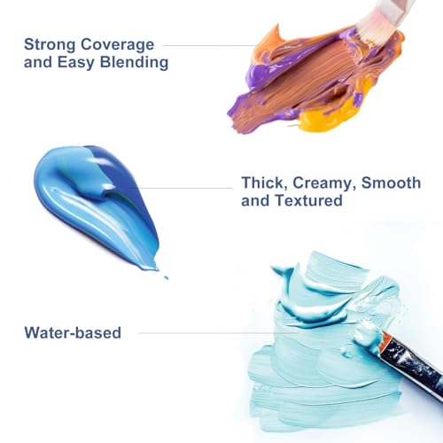 Artkey Acrylic Paint Set - 36 Colors 2 oz/59 ml Acrylic Paints Professional Artists Painting Kit for Canvases Fabric Rock Leather Easter Egg Wood Ceramic Glass Art Craft Painting