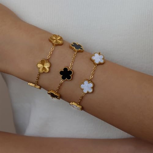 3Pcs Gold Bracelets Set for Women & Men – 18K Gold Plated Flower & Infinity Love Knot Charms – CZ Tennis Chain Link & Watch Band Bracelet – Non-Tarnish Jewelry Gift Set4