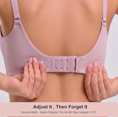 Image of Women's Pure Cotton Blend Lightly Padded Bra (Pack of 3) | Full Coverage Wirefree T-Shirt Bra | Soft Breathable Everyday Bra | Adjustable Straps | Comfortable Multicolor Bra