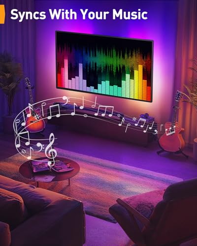 Perlegear TV Wandhalterung für 26-65 Zoll TVs bis 45 kg, LED-Hintergrundbeleuchtung mit Musik-Synchronisation, Max VESA 400x400mm mit Schwenk, Erweiterungs und Neigefunktion PGMF20 – Bild 5