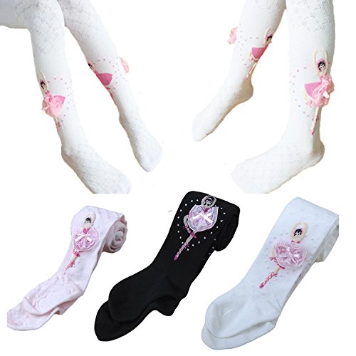 Sywwlov 3 Pack Girls Ballet Dance Tights Toddler Princess Cotton Legging Stocking Pants Socks3
