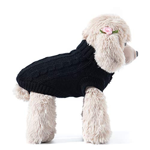 Small and Medium Dog and Cat Classic Sweater Knitwear Knitted Sweater Clothes (Back Length 14”, Black) Small and Medium Dog and Cat Classic Sweater Knitwear Knitted Sweater Clothes (Back Length 14”, Black)