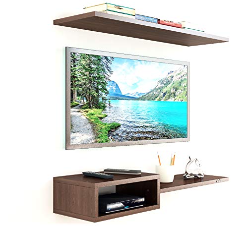 Image of Anikaa Blair Engineered Wood Wall Mount TV Unit /TV Stand /Wall Set Top Box Stand /TV Cabinet /TV Entertainment Unit (Wenge)(D.I.Y)