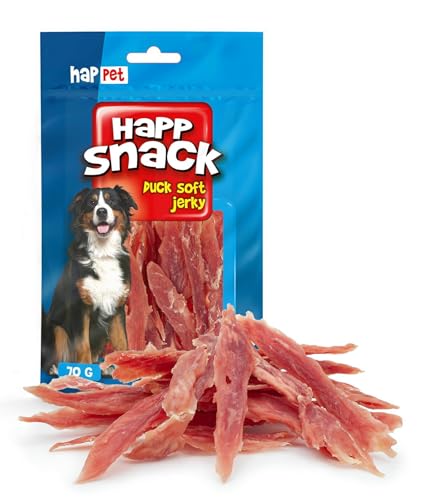 HAPPET Hundegröße - Entenstreifen weich 70 g - Natürlicher Trainingsbeiß, protein- und fettarme Leckerbissen zur Unterstützung gesunder Zähne, Zahnfleisch und Mundhygiene