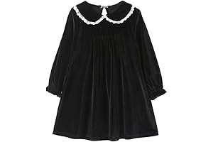 Black Velvet Dress for Girls with Lace Peter Pan Collar