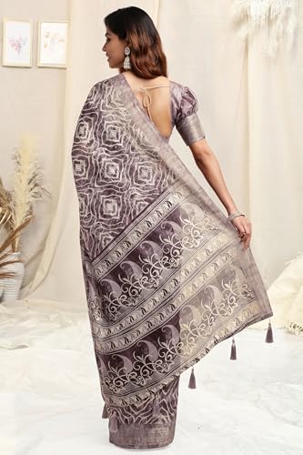 Image of MIRCHI FASHION Women Saree Cotton Blend Kalamkari Printed | Comfortable Office and Regular Daily Use Sari with Unstitched Blouse Piece