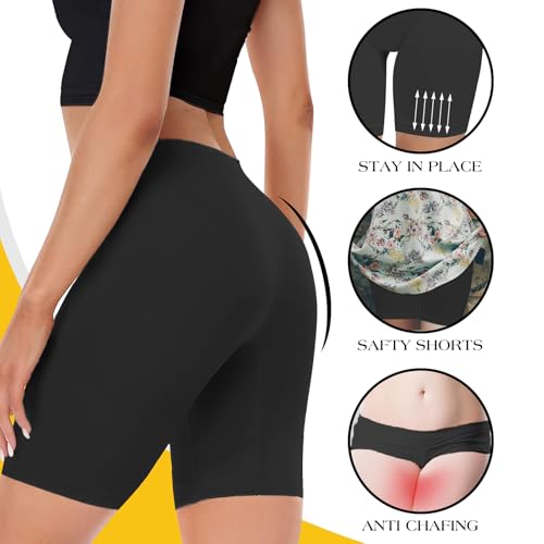 Image of ZENUTA Women 4 Pack Slip Short Under Dresses Underwear, Anti Chafing Seamless Cotton Shorts for Women Boy Shorts