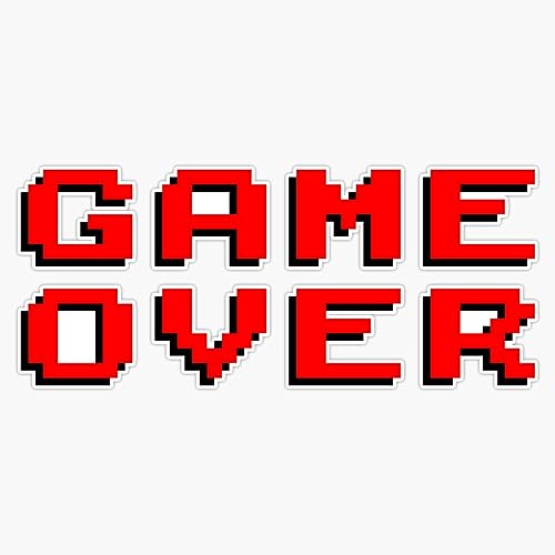 Classic Arcade Game Over Message Sticker Bumper Sticker Vinyl Decal