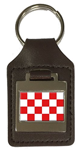 Porte-clés en cuir gravé drapeau du Brabant Noord en relief chic