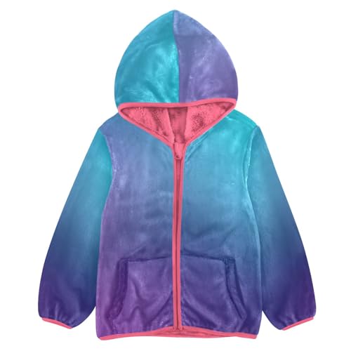 GuoChe Abstract Blurred Teal Purple Blue Boy Hooded Fleece Jacket
