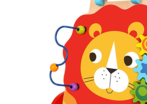 Pidoko Kids Lion Baby Walker Cart with Wheels - Wooden Activity Center Push and Pull Toy - for 1 Year Old and Up - Thumbnail 5