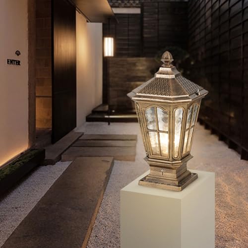 Farolas de aluminio de alta calidad y cristal para iluminar columnas de jardín 3
