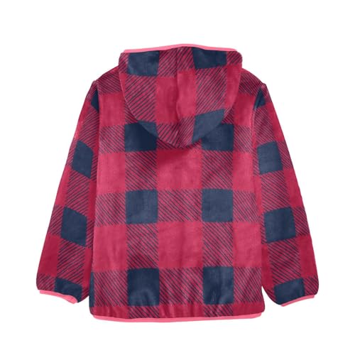 GuoChe Blue Red Buffalo Plaid Kids Sherpa Jacket2