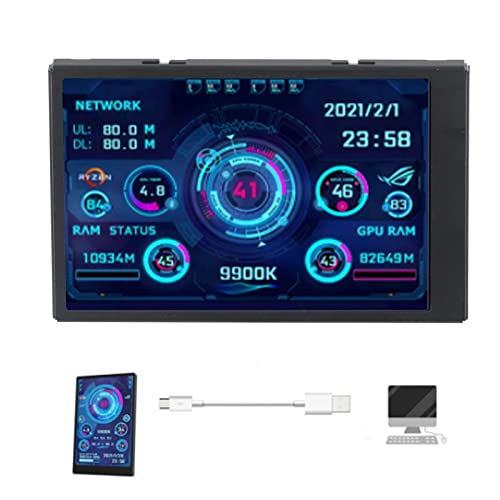 Computer-Bildschirm, Augenschutz, IPS, Vollansicht, Mini-Monitor, USB-Typ-C-Schnittstelle, einfache Bedienung, Multi-Thema für Ersatz (mit Motherboard-Adapter) – Bild 4