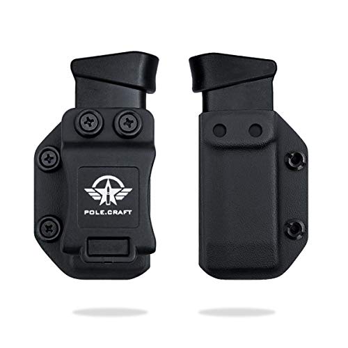 POLE.CRAFT IWB/OWB Magazine Holster Kydex Custom Fit: Glock 43 Magazines - Glock 43 Mag Carrier - Ambidextrous - Glock 43 Magazine Holster - Glock 43 Mag Holder, Universal OWB/ IWB, Right/Left Hand