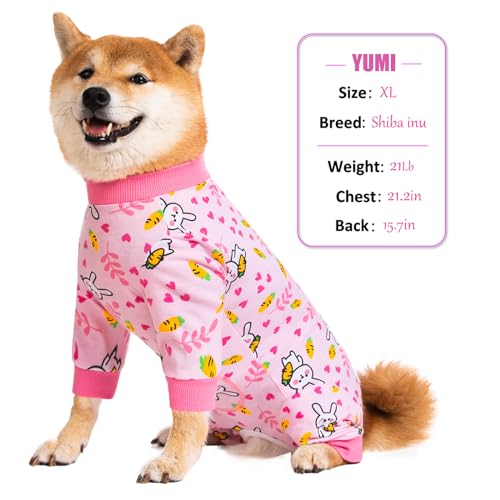 Image of Dog Recovery Suit for Small Medium Large Dogs, Pet Onesie After Surgery Comfort Dog Bodysuit Anti Licking (Bunny Carrot,4XL)