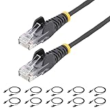 StarTech 6in Black Slim CAT6 Cable, 10 Pack, Snagless RJ45, LSZH, 28AWG Pure Bare Copper, Slim Network Patch Cable/Cord