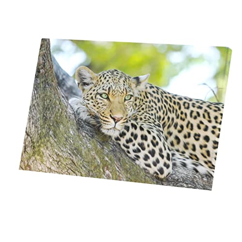 Poster Léopard 90x60 Toile Imprimée Grand Tableau pour Habiller un Mur Vide