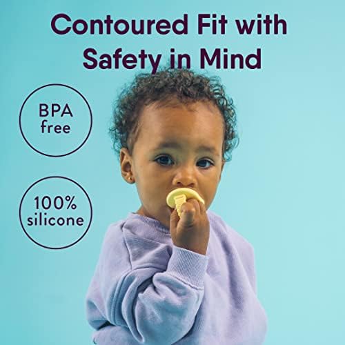 NatureBond Baby Silicone Dummy (2 Packs) + Pacifier Case | Weaning Pacifier 6-18 Months | | Peach & Yellow | BPA-Free Food Grade Silicone Binkies