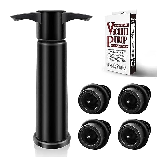 BETTFOR Wine Saver Pump with 4 Vacuum Wine Stoppers, Wine Bottle Stoppers with Food Grade Silicone Leak proof Keep Fresh Suitable for All Standard Wine Bottles