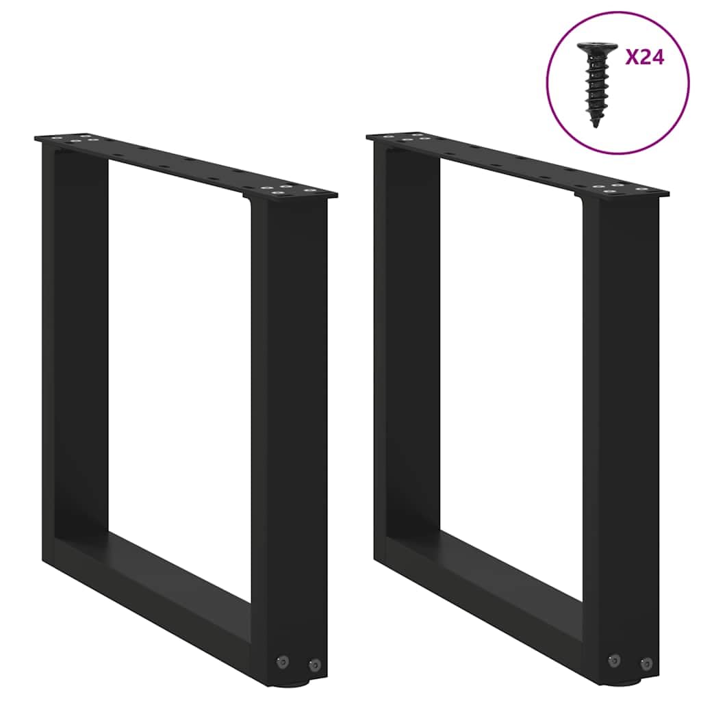 Gambe per tavolino da salotto a forma di U, 2 pezzi, nero, 50 x 42-43 cm