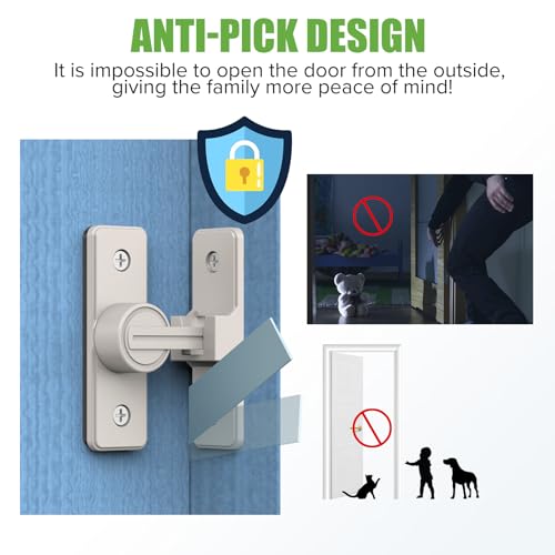 Image of Barn Door Lock Hardware, Heavy Duty 90 Degree Flip Latch Privacy Lock, Zinc Alloy Sliding Barn Door Latch for Bathroom, Bedroom, Closet, Garage, Shed and Gate (Nickel-2PCS)