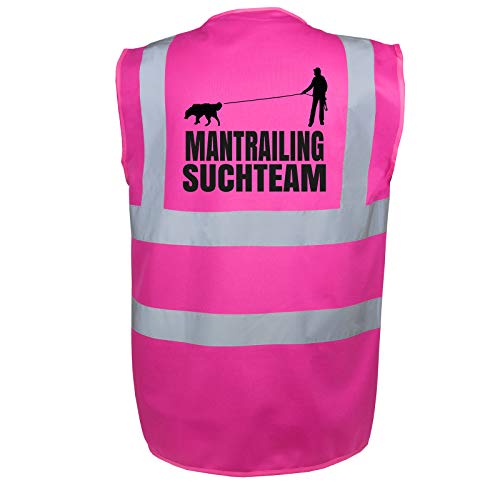 Mantrailing Warnweste Hundesport Sicherheitsweste Suchteam (Motiv 3) (S, Pink)