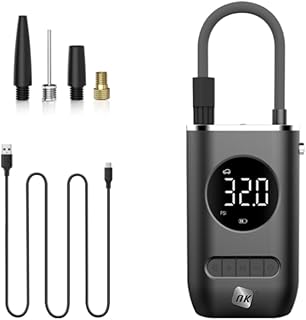 NK Portable Electric Air Compressor, Inflator and Inflator 150 PSI, 4000mAh, Digital Display, LED Flashlight, Suitable for Car, Motorcycle, Bike, Scooter and Balls