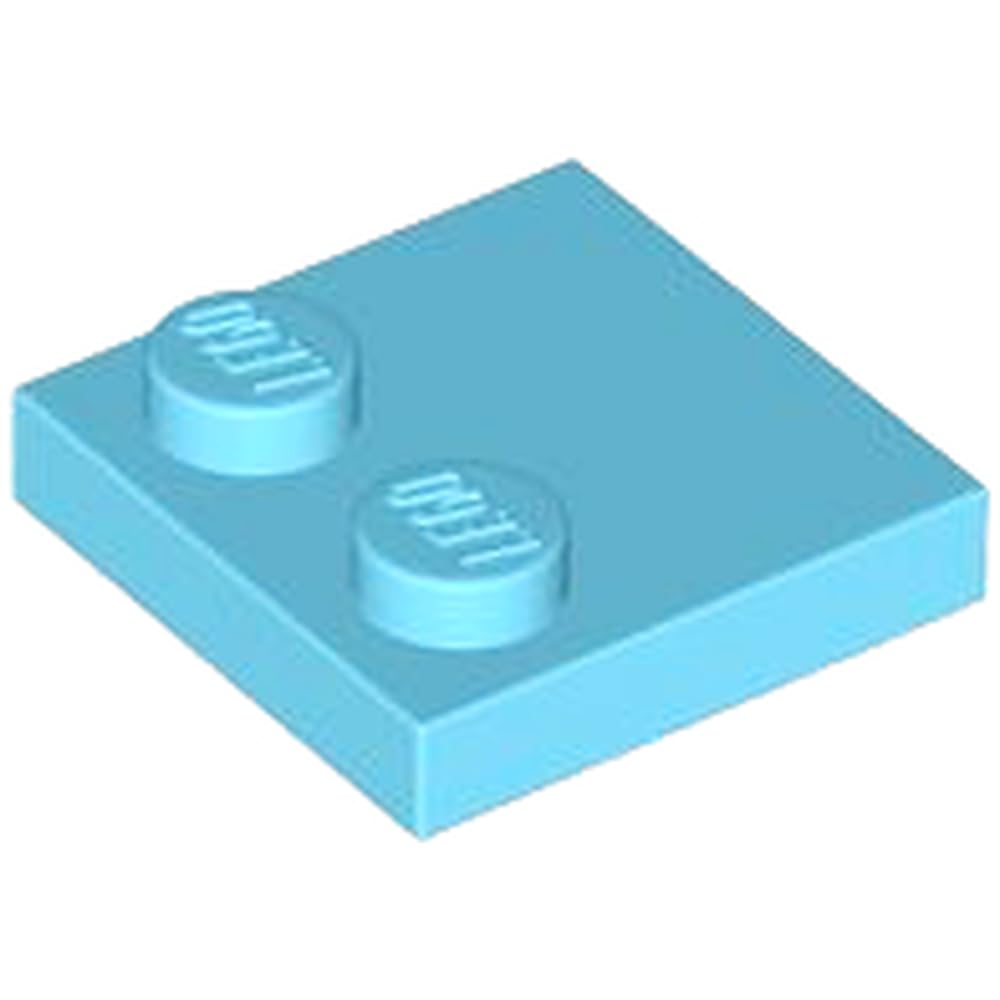 LEGO Tile 2 x 2, Modified with Studs on Edge, Part 33909, Part 33909, Choose Your Colour (Medium Azure, 50, count)