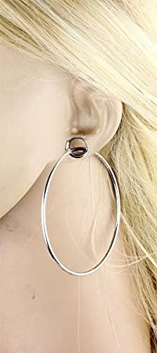 Dangling Large Hoop Ear Gauges - Pair of Stainless Steel Flared Ear Plugs - 6 Size Options