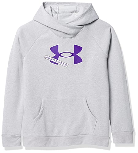 [アンダーアーマー] トレーニングフリース UAライバルフリース ロゴ フーディー ガールズ Mod Gray Light Heather / / Purple Zest YL