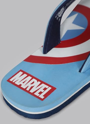 Image of Kidsville Official Marvel Comics Captain America Printed Boys Blue Flip-Flop | Soft, Non-Slip, Indoor, Outdoor, House Slipper, Comfortable & Durable Footwear for Children