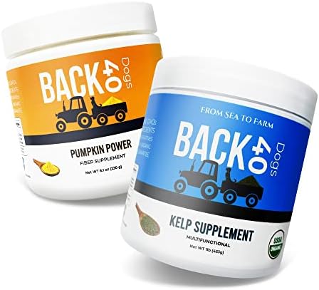 BACK 40 Dogs Pumpkin Power & Kelp Supplement Bundle, Dog Supplement & Vitamins Rich in Vitamins A, C, and E, Dog Vitamins for Immune System, Skin Enhancer, Heart, & Digestive Health