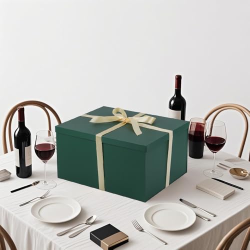 Boîte cadeau extra large verte 41x33x20 cm avec ruban UoeRing - 5